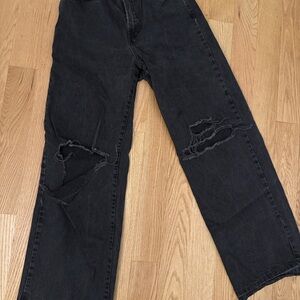 Bershka women’s black  Relaxed Black Distressed Jeans